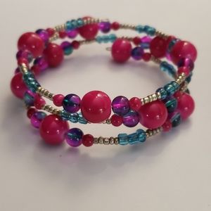 3/$20 | Fuchsia and aqua beaded bracelet